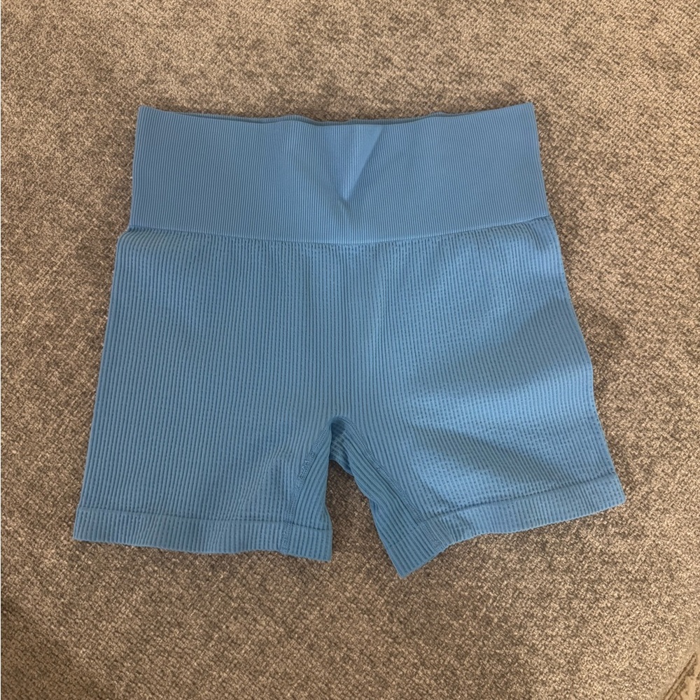 Colsie Blue Ribbed Bike Shorts